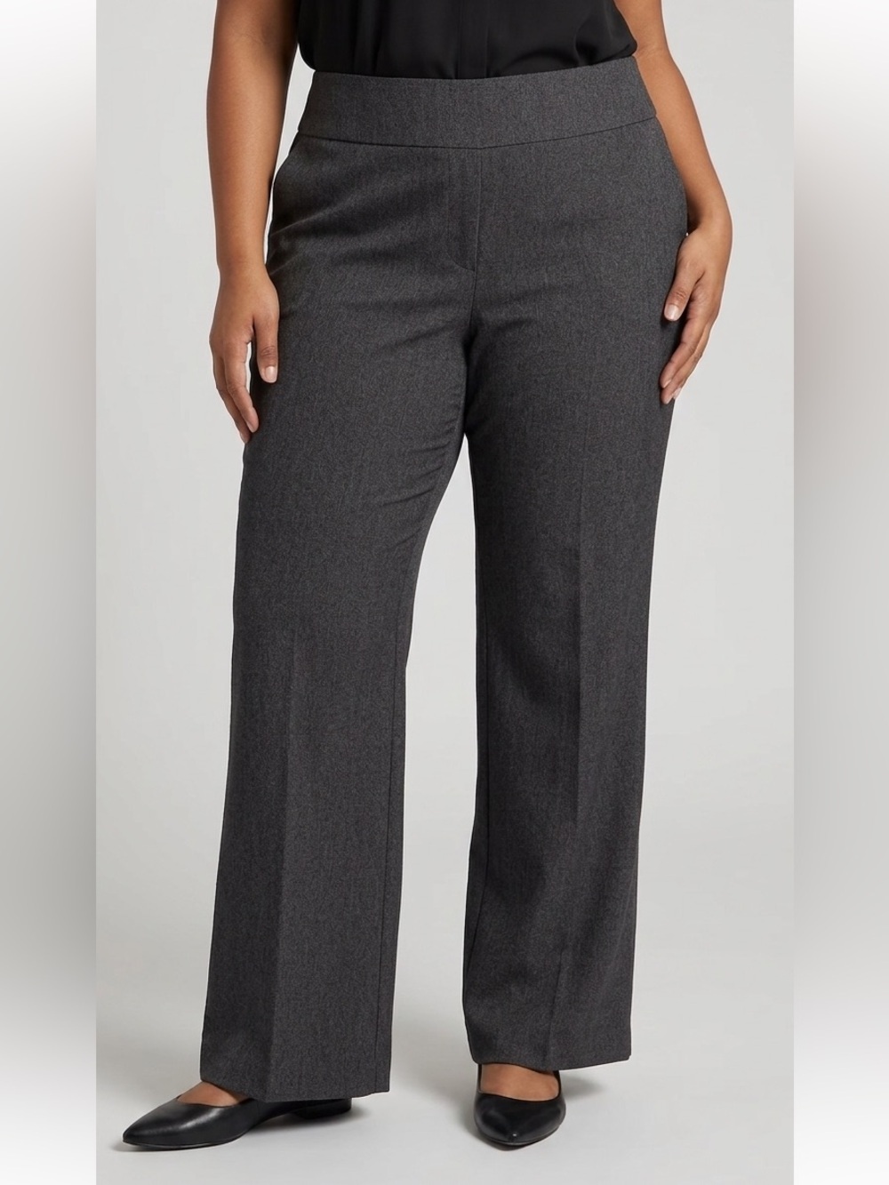 NWT GEORGE Charcoal Grey Stretch Pull-On Flare Trousers Pants size 18W PETITE